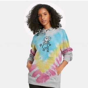 Keith Haring Tie-Dye Hooded Graphic Sweater